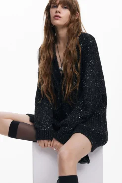 V-neck knit jacket