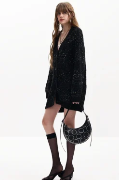V-neck knit jacket