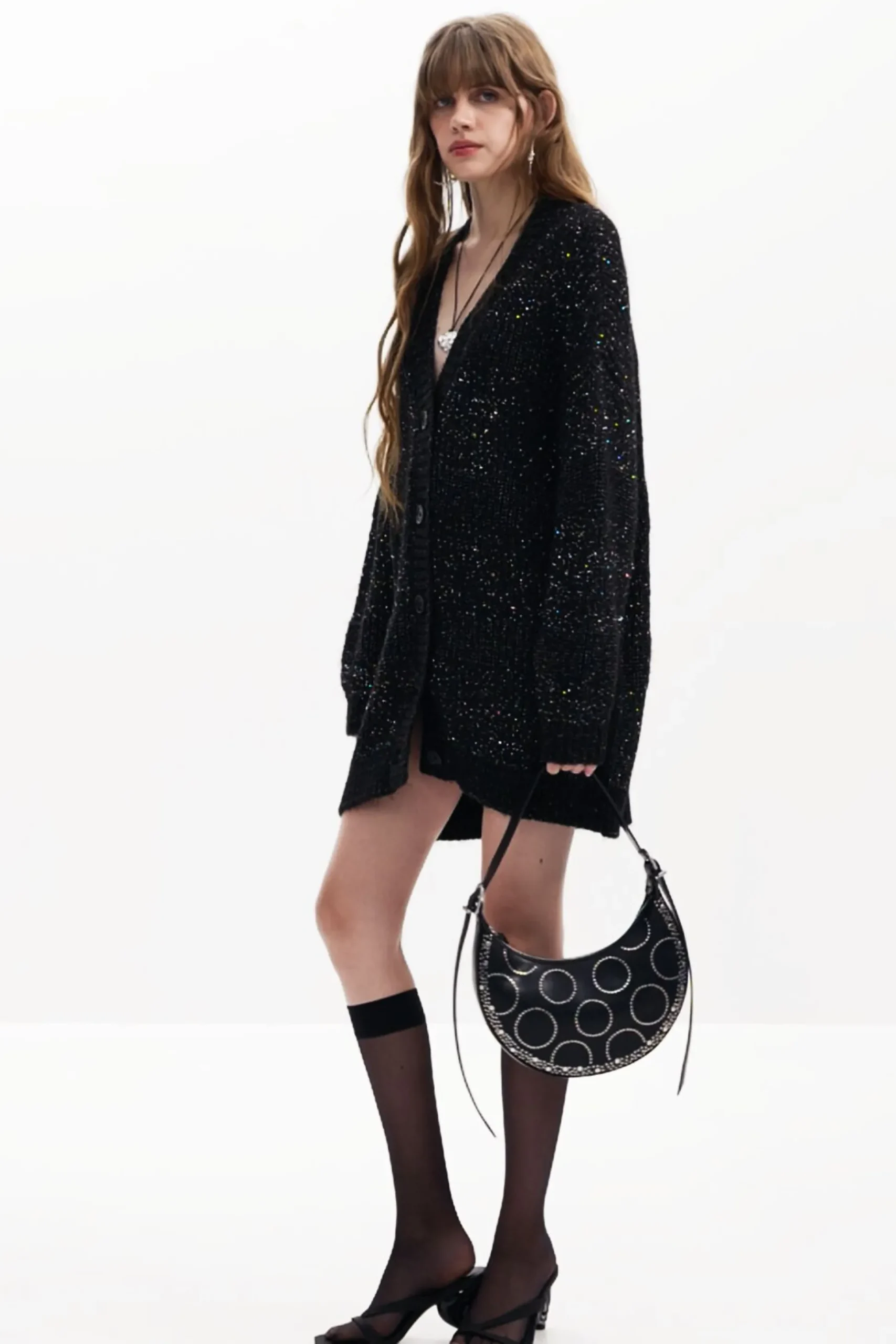 V-neck knit jacket