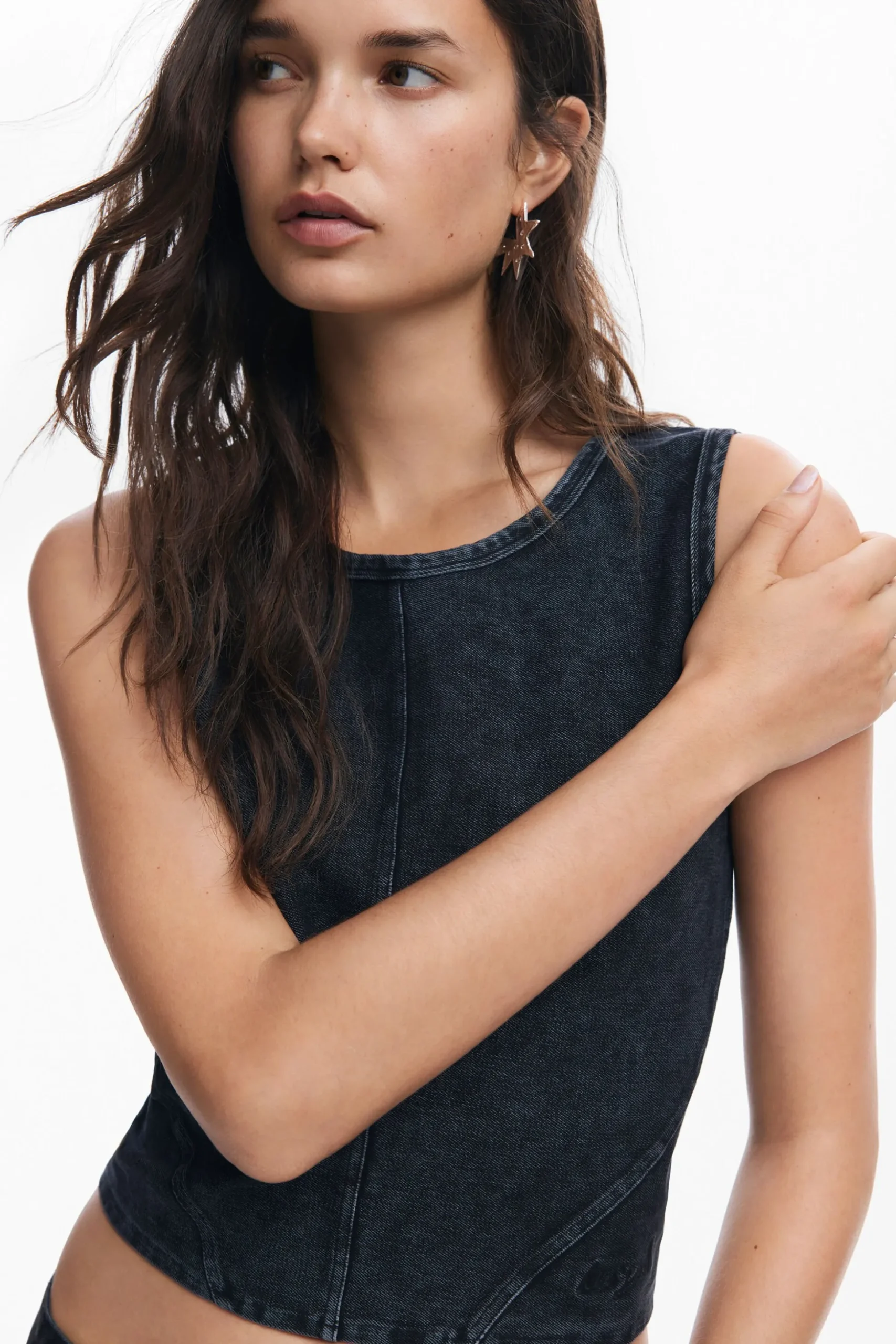 Washed effect knit T-shirt
