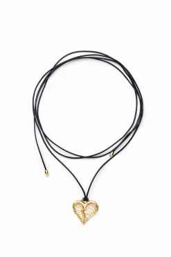 Zalio cord gold-plated heart pendant