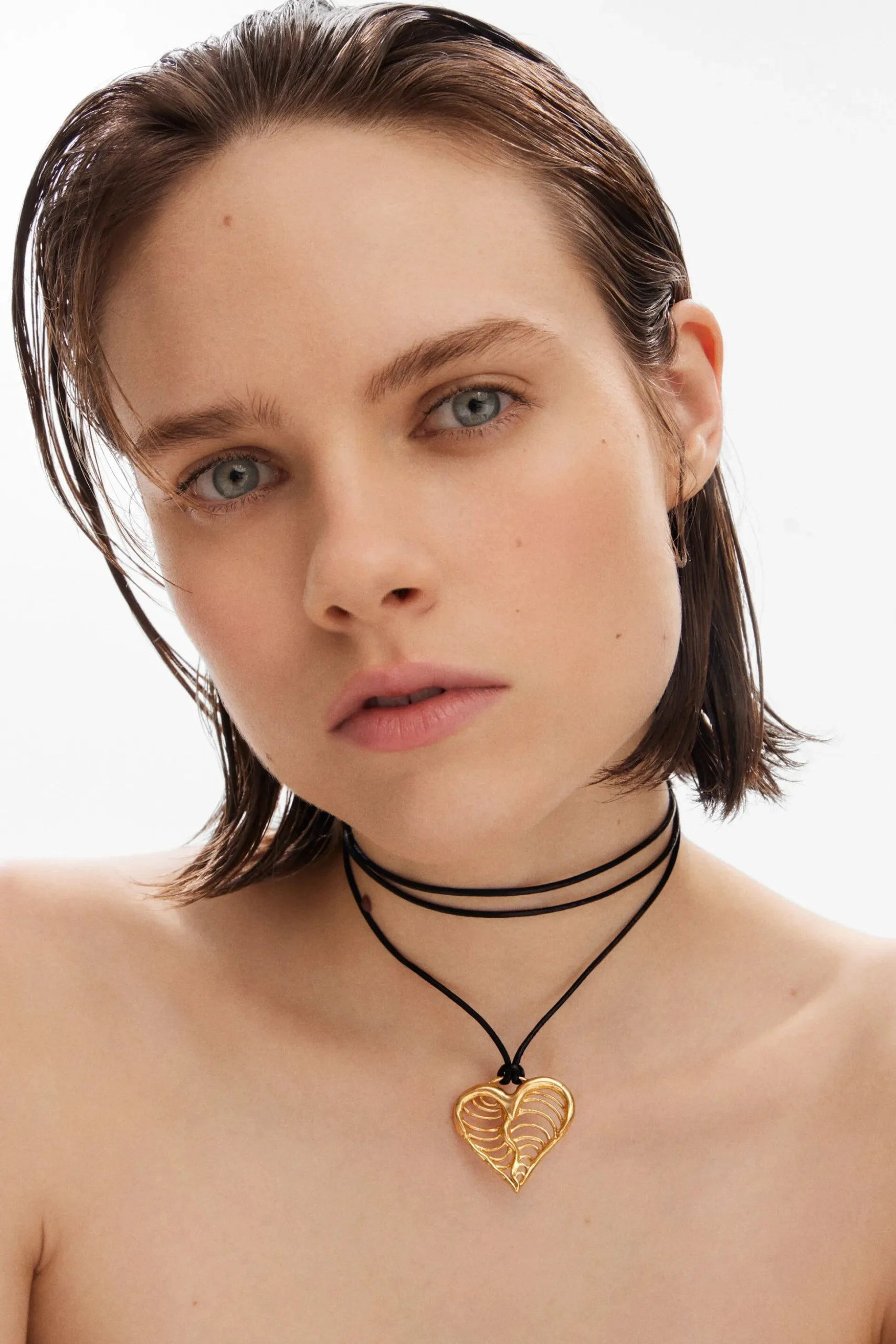 Zalio cord gold-plated heart pendant