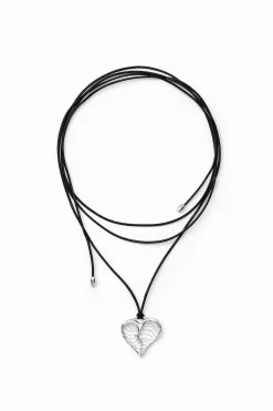 Zalio cord silver-plated heart pendant