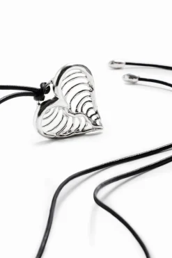 Zalio cord silver-plated heart pendant