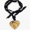 Zalio gold-plated heart pendant with ribbon