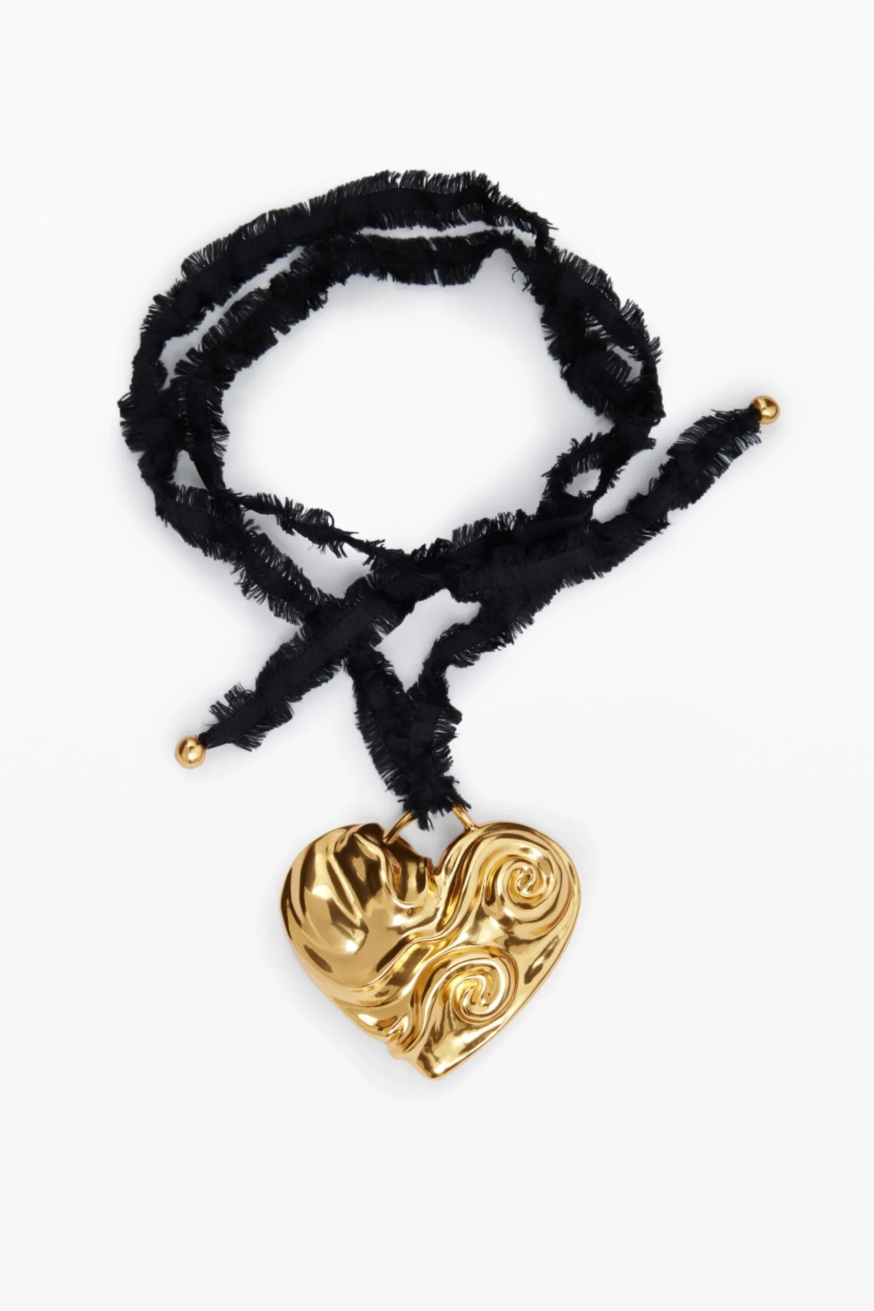 Zalio gold-plated heart pendant with ribbon