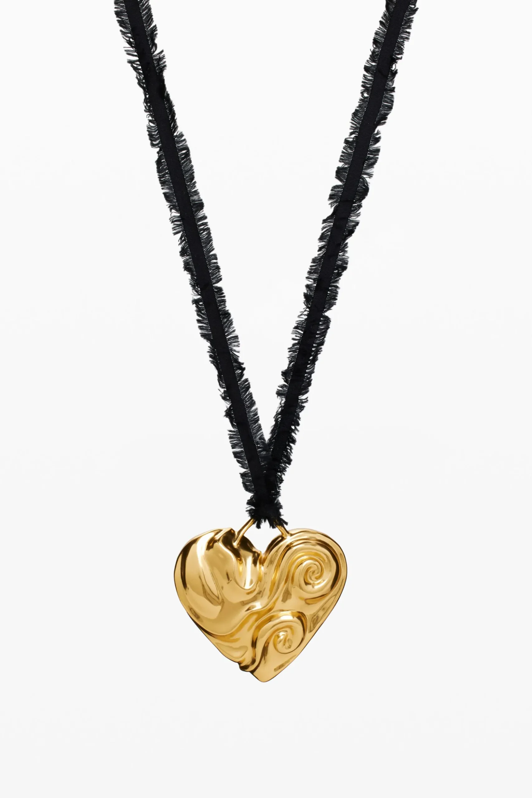 Zalio gold-plated heart pendant with ribbon
