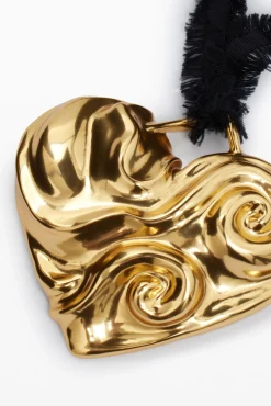 Zalio gold-plated heart pendant with ribbon