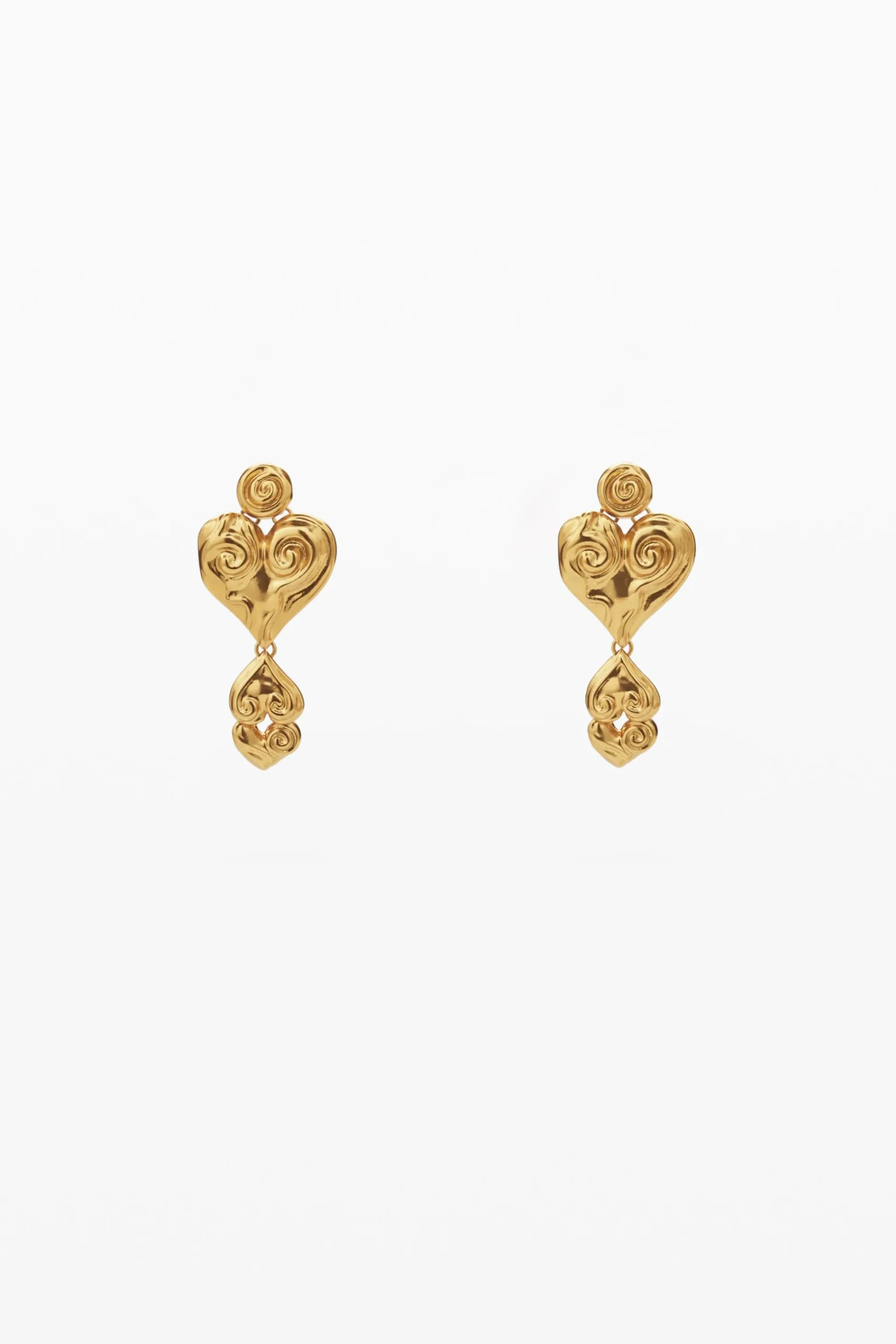 Zalio gold-plated triple heart earrings