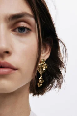 Zalio gold-plated triple heart earrings