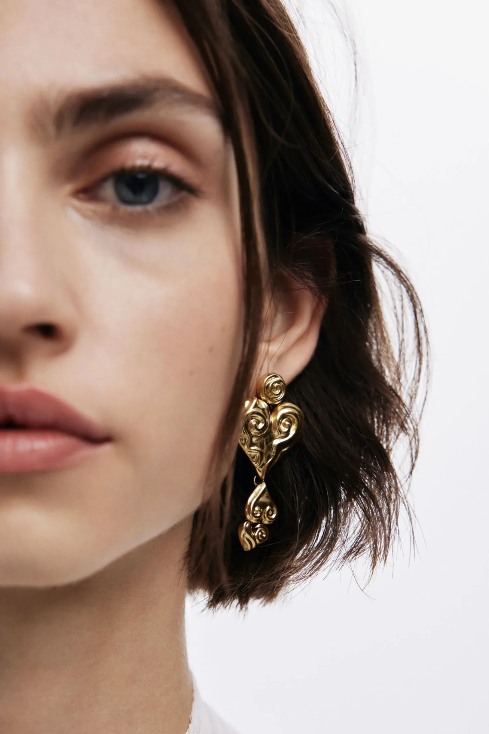 Zalio gold-plated triple heart earrings
